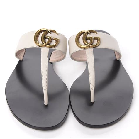 gucci white marmont sandals|gucci marmont leather thong sandals.